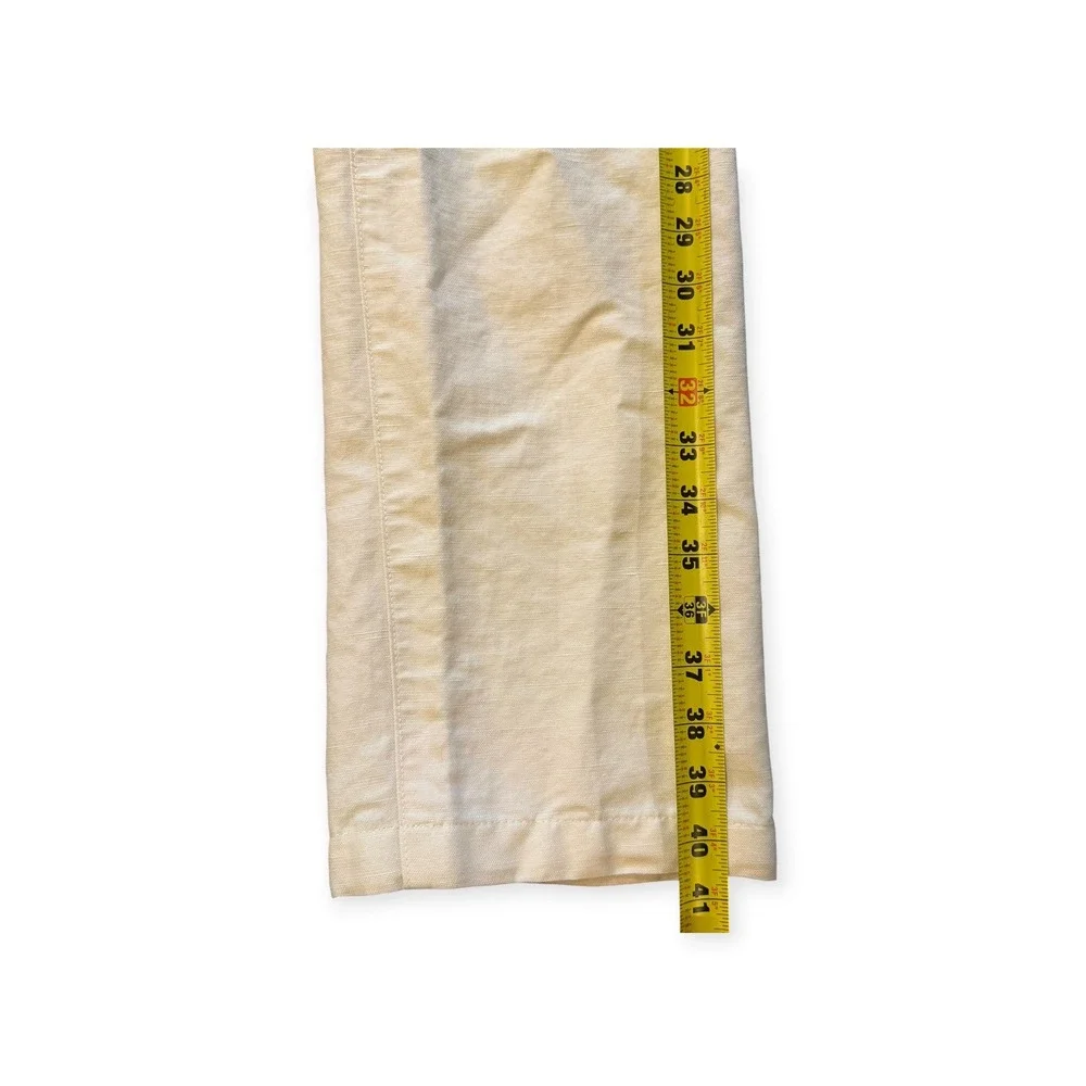Banana Republic Kentfield Pant Mens 34x34 Beige Linen Cotton Blend Straight Leg